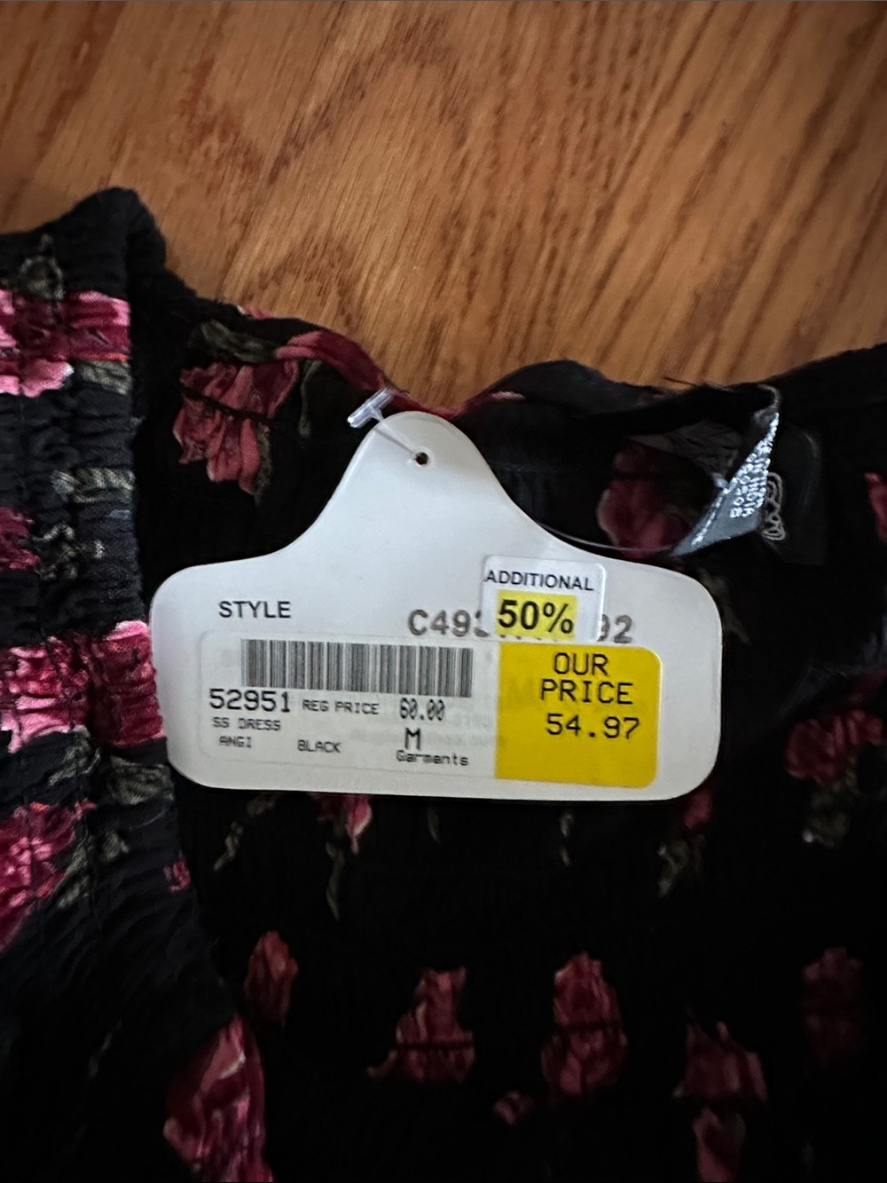 Angie Black Mini Dress with Pink Rose Print - Picture 3 of 3